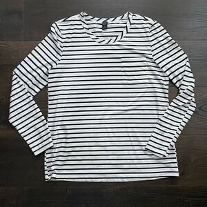 SHEIN Monochrome Striped Long Sleeve Tee